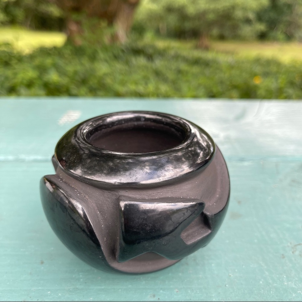 Vintage Santa Clara Pueblo Pottery by Anita L. Suazo Carved Blackware